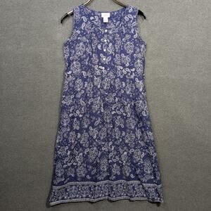 Vermont Country Store Dress Womens Medium Paisley Pintucking House Lounge Jumper